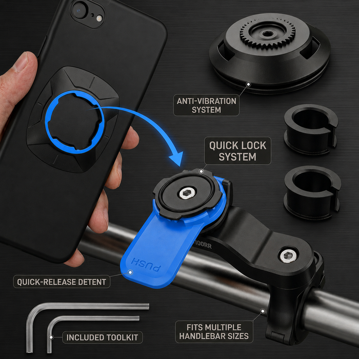 Ride Lock Pro - Smartphone Mount | Universal Fit + Anti Vibration Dampener