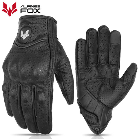Vintage Leather Touchscreen Motorcycle Gloves