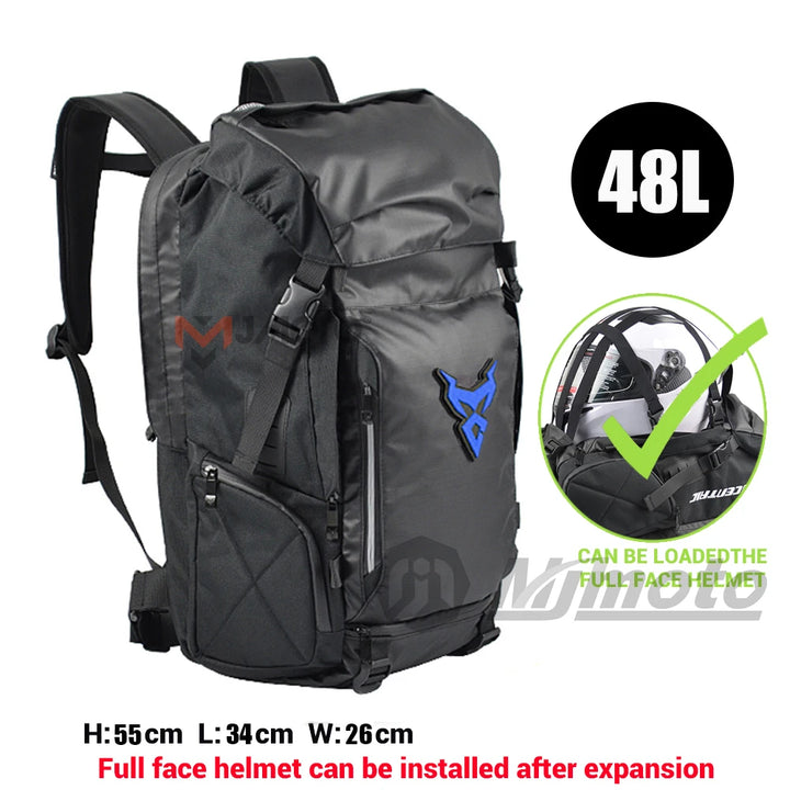 Motocentric Waterproof Motorcycle Tail Bag / Helmet Backpack - 48L