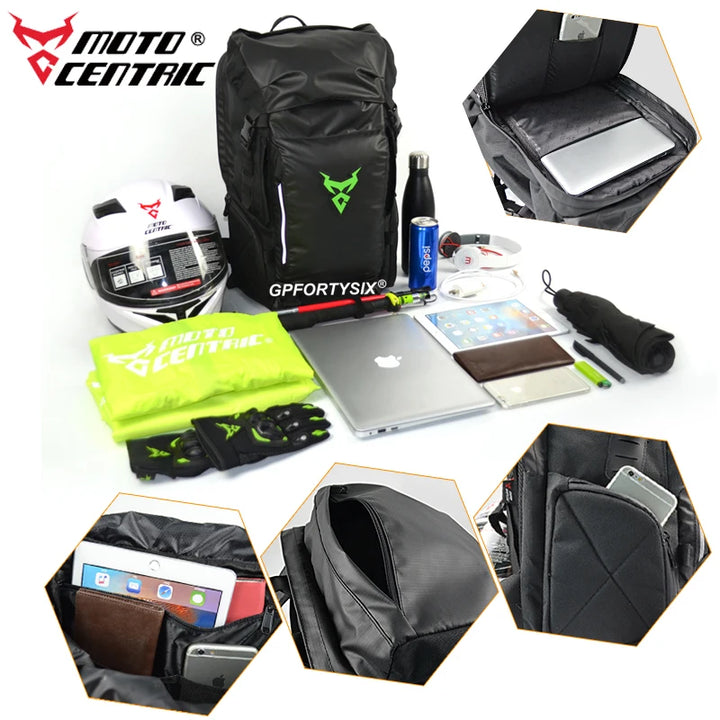 Motocentric Waterproof Motorcycle Tail Bag / Helmet Backpack - 48L