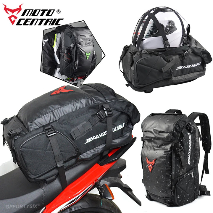 Motocentric Waterproof Motorcycle Tail Bag / Helmet Backpack - 48L
