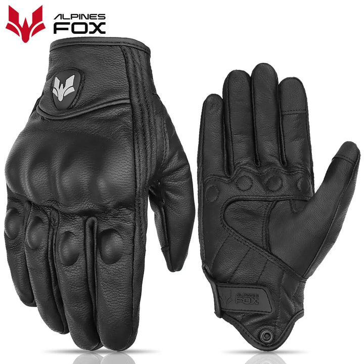 Vintage Leather Touchscreen Motorcycle Gloves