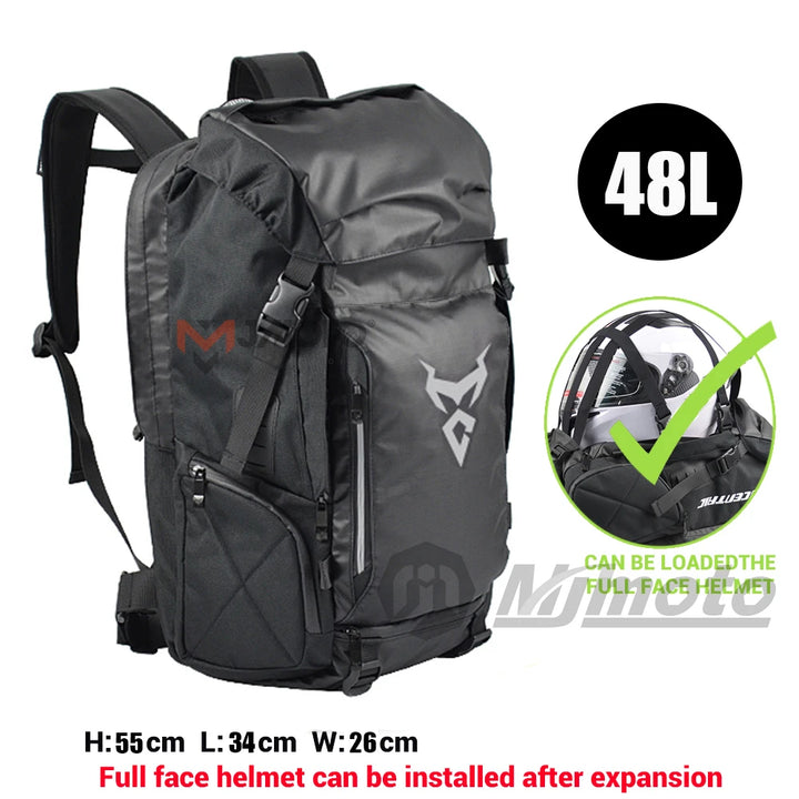Motocentric Waterproof Motorcycle Tail Bag / Helmet Backpack - 48L
