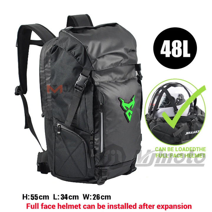 Motocentric Waterproof Motorcycle Tail Bag / Helmet Backpack - 48L