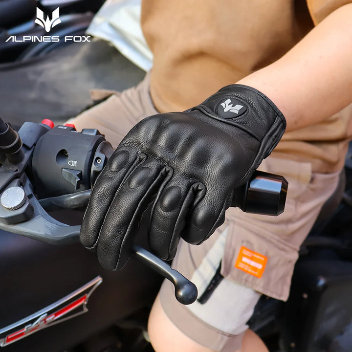 Vintage Leather Touchscreen Motorcycle Gloves
