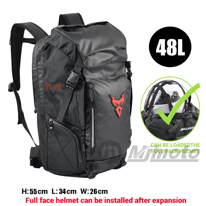 Motocentric Waterproof Motorcycle Tail Bag / Helmet Backpack - 48L